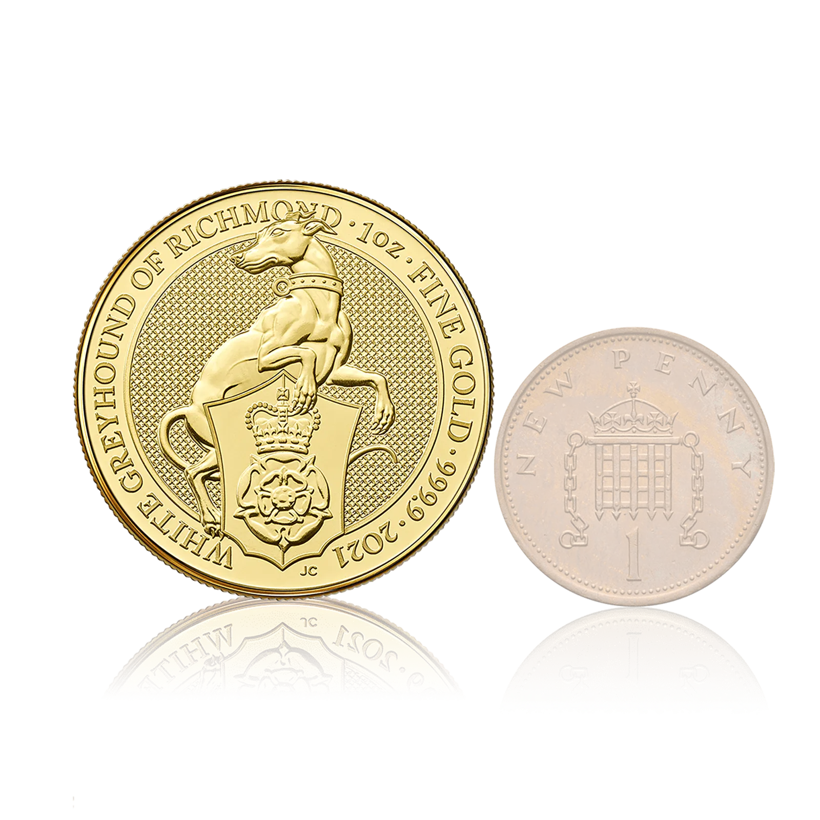 1oz Gold Royal Mint Queens Beast White Greyhound Of Richmond (2021) 5